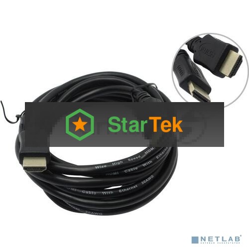 Кабель HDMI C-HM-HM-3M Wize, 3 м, v.2.0, 19M/19M, позол.разъемы, экран, черный, пакет