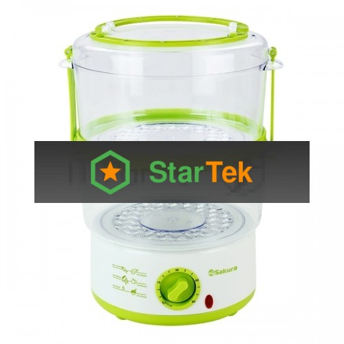 Пароварка Sakura SA-7213GR 2ч (5,0л) 500Вт бел/зел