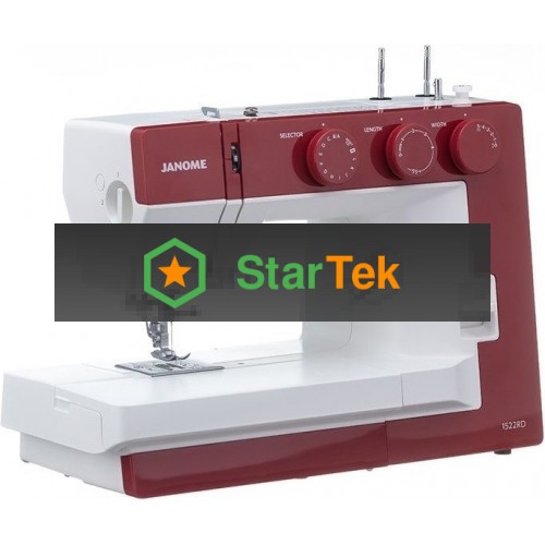 Швейная машина Janome 1522RD 25 операции, петля автомат, верт. челнок, нитевдеватель, мягкий, подарочный набор (шпульки, ножницы, сантиметровая лента, игольница )