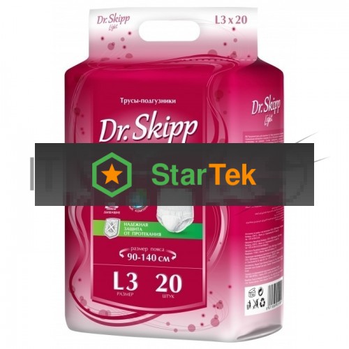 Подгузники-трусы для взрослых Dr. Skipp Light, р-р L-3, (90-140 см), 20 шт. 8006