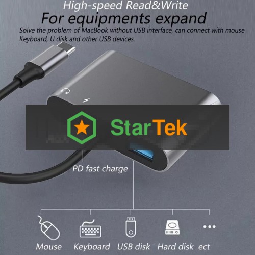 Адаптер USB Type-Cm-->VGA, HDMI 4k*30Hz, USB3.0, PD, Audio,iOpen (Aopen/Qust/VCOM)