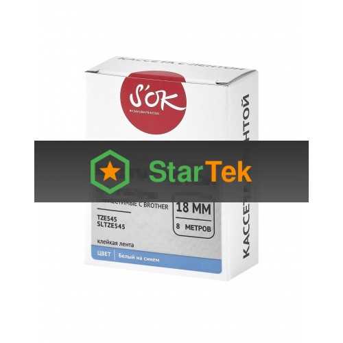 Кассета с лентой S'OK by Sakura Printing TZE545 для Brother, белый на синем, 18мм/8м, наклейка