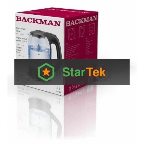 Чайник электрический BACKMAN BM-TEA 728 1.8 л, 2200 Вт, черный