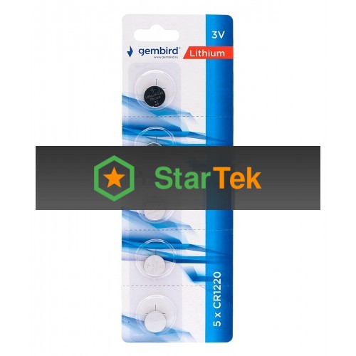 Батарейки литиевые Gembird GB-CR1220-5B, тип CR1220, 5шт, блистер, 3 В