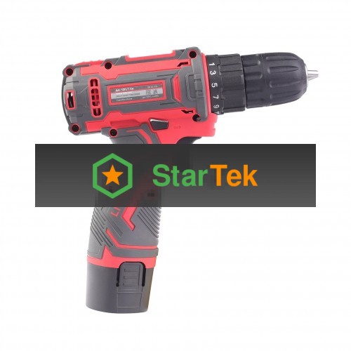 Дрель-шуруповерт аккумуляторная ПОБЕДА ДА-12П/1 Ли, 1 АКБ, 12В, 2,0 Ач, 32Нм, 1 скорость, кейс, комплект сверел и бит