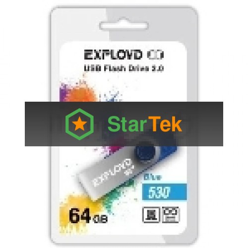 Флешка USB R/W Exployd R/W 530 Blue (EX064Gb530-Bl), 64Gb, USB 2.0, R/W 20/10, синий