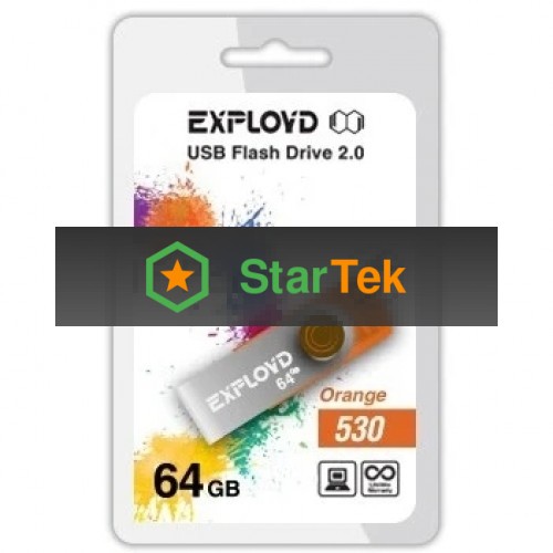 Флешка USB R/W Exployd R/W 530 Orange (EX064Gb530-O), 64Gb, USB 2.0, R/W 20/10, оранжевый