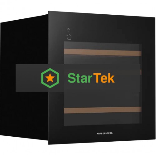 Винный шкаф Kuppersberg RBW 66, встраиваемый, High-Tech, объем 85 л, вместимость 36 бутылок, диапазон температуры 5-22 градусов, сенсорное открытие двери, 3 полки из бука, LCD дисплей, уровень шума 39 дБ, черный