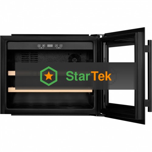 Винный шкаф Kuppersberg RBW 45, встраиваемый, High-Tech, объем 62 л, вместимость 28 бутылок, диапазон температуры 5-20 градусов, 2 полки из бука, LCD дисплей, уровень шума 40 дБ, черный