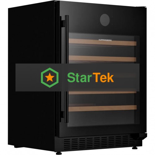 Винный шкаф KUPPERSBERG RBW 85, встраиваемый, High-Tech, объем 135 л, вместимость 54 бутылки, диапазон температуры 5-20 градусов, механическое открытие двери, 5 полок из бука, LCD дисплей, уровень шума 40 дБ, черный