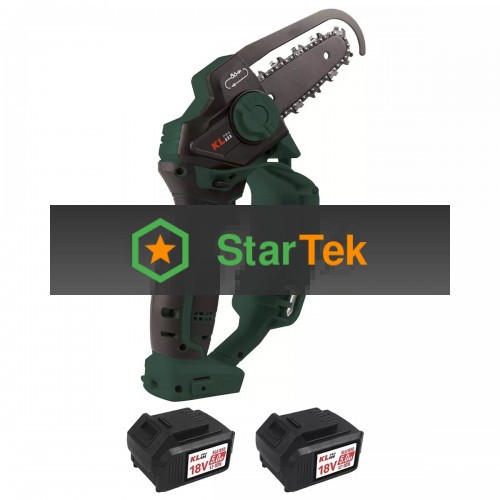 Профессиональная аккумуляторная цепная мини-пила KLPRO KLBZT18-50 (18В, Li-ion-2шт 5,0Ач, ЗУ 4,5А, 3200 об/мин, 110мм)