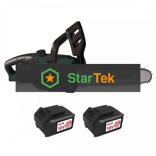 Профессиональная аккумуляторная цепная пила KLPRO KLBOM18B-50 (18В, Li-ion-2шт 5,0Ач, ЗУ 4,5А 3600об/мин, 10”)