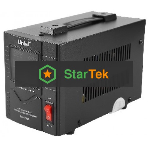 Стабилизатор напряжения UNIEL (3107) RS-1/500 - 0,5 кВА(Однофазный электронны(релейный)стабилизатор,цифровой дисплей,номинальная мощность 0,5кВА,диапазон входного напряжения 140-260В,выходное напряжение 220+8%В,частота 50/60Гц,точность стабилизации 8%,Мак