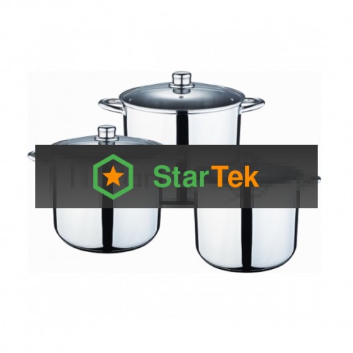 KELLI KL-4252 6 пред. Набор из нержавеющей стали 6 предметов, кастрюля 13,5 л крышка 28 см, кастрюля 11,5 л., крышка 26 см, кастрюля 9,5л., крышка 24 см, Жпропрочные крышки с паровыпуском, капсульное дно, надежные клепанные ручки