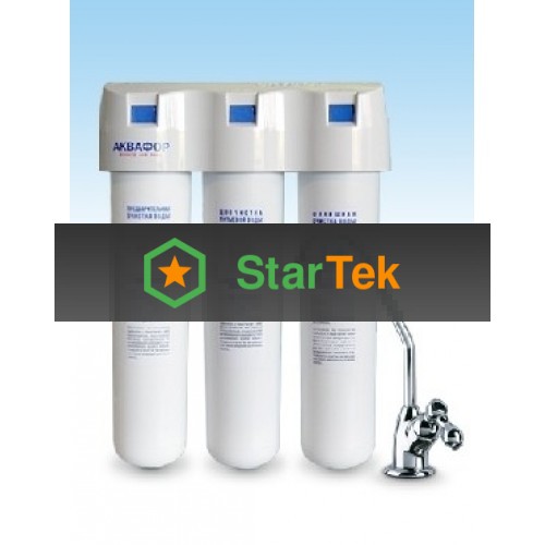 Водоочиститель АКВАФОР КРИСТАЛЛ (тройка+кран) Водоочиститель АКВАФОР Кристалл для мягкой воды предназначен для очистки воды от хлора, органических соединений и других примесей. Также данный фильтр обеззараживает воду. Ресурс 8000л.