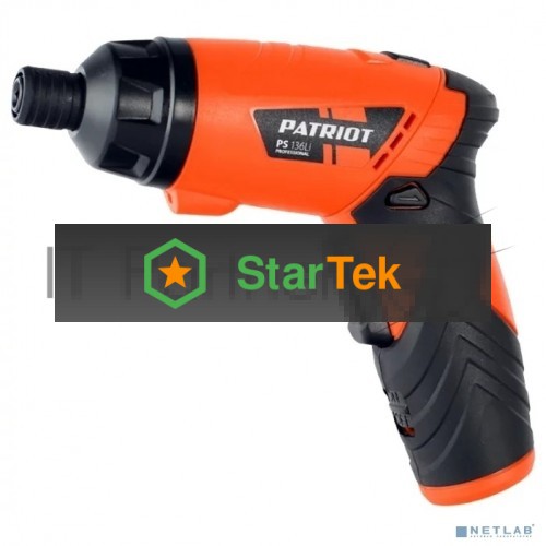 Отвертка акк. PATRIOT PS 136Li Li-Ion, 3.6 В/1,5 Ач, Реверс, 200 об/мин, 3,5 Нм, патрон: НЕХ 1/4