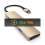 USB адаптер Satechi Slim Aluminum Type-C Multi-Port Adapter with Type-C Charging Port. Интерфейс USB-C. Порты USB Type-C, 2хUSB 3.0, 4K HDMI. золотой.