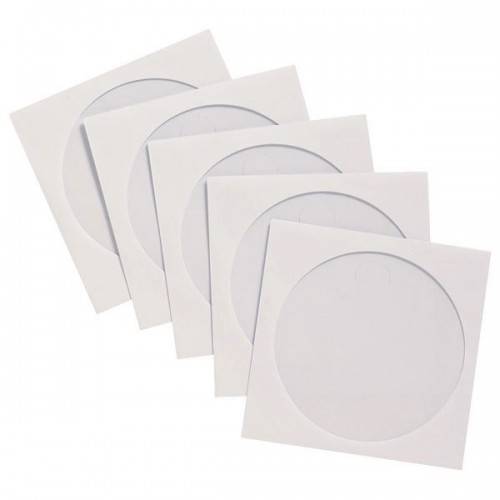 Конверт для CD бумажный с окном, с вырубным язычком, белый (100шт.)