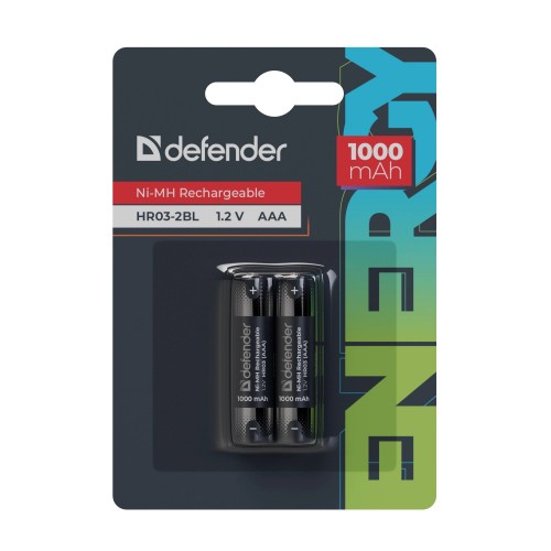Аккумуляторная батарея Defender HR03-2BL 1000 mAh ААА, Ni-MH, блистер, 2 шт.