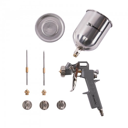 Краскопульт пневматический MATRIX 57314 краскораспылитель пневмат. с верхним бачком v= 0.6л + сопла