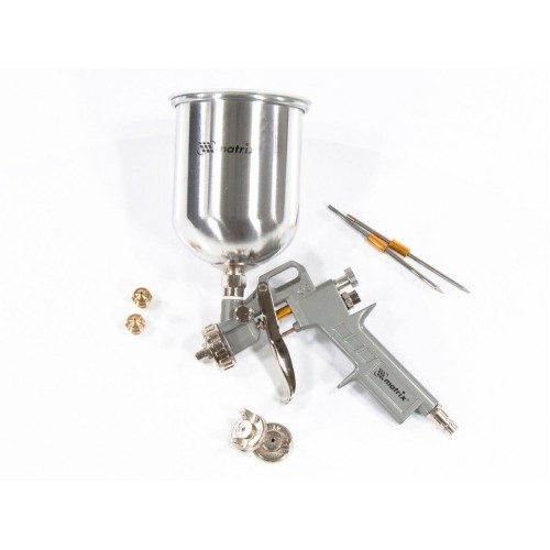 Краскопульт пневматический MATRIX 57315краскораспылитель пневмат. с верхним бачком v=1.0л + сопла