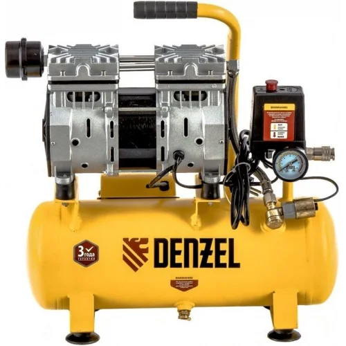 Компрессор DLS650/10 безмаслянный малошумный 650 Вт, 120 л/мин,ресивер 10 л Denzel
