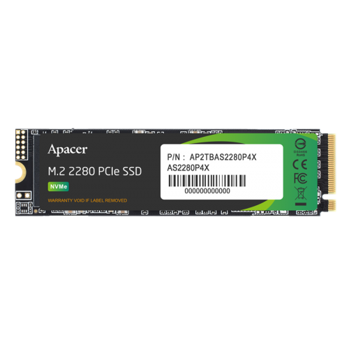Накопитель SSD Apacer AS2280P4X, 256Gb, M.2 2280, PCIe 3.0 x4, NVMe, R/W 2100/1300