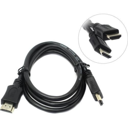 Кабель HDMI C-HM-HM-1M Wize 1 м., v.2.0, 19M/19M, позол.разъемы, экран, черный, пакет