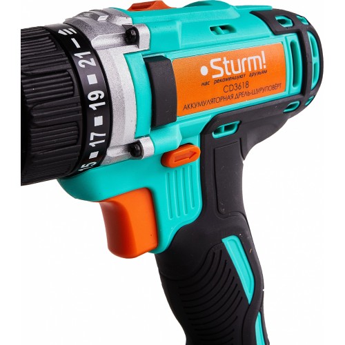 Дрель-шуруповерт Sturm CD3618, Аккумуляторная, 18В, 2 АКБ, Кейс