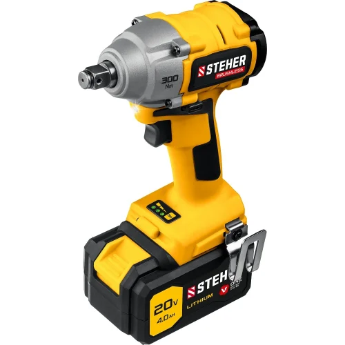 Гайковерт STEHER 20В бесщеточный, 1 АКБ (4Ач), в кейсе. CWB-300-1