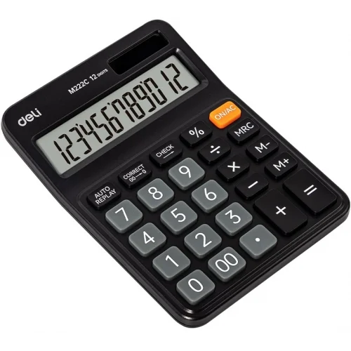 Калькулятор настольный Deli Askend EM222C черный 12-разр. Калькулятор настольный Deli Askend EM222C черный 12-разр.