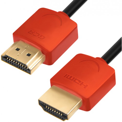 Greenconnect Кабель SLIM 3.0m HDMI 2.0, красные коннекторы Slim, OD3.8mm, HDR 4:2:2, Ultra HD, 4K 60 fps 60Hz, 3D, AUDIO, 18.0 Гбит/с, 32/32 AWG, GCR-51601 Greenconnect Кабель SLIM 3.0m HDMI 2.0, красные коннекторы Slim, OD3.8mm, HDR 4:2:2, Ultra HD, 4K 6