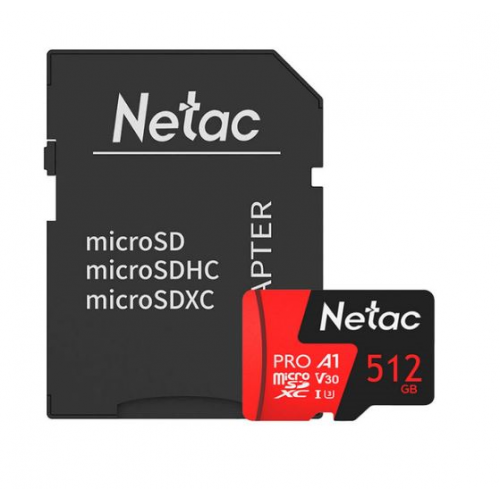Карта MicroSD card Netac P500 Extreme Pro 512Gb, retail version w/SD adapter