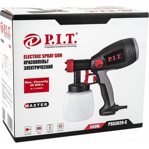 P.I.T Краскораспылитель PSG3020-C МАСТЕР (550Вт,700мл/мин,сопло 2,5 мм,бачок 800 мл,SDS разъем) [PSG3020-C]