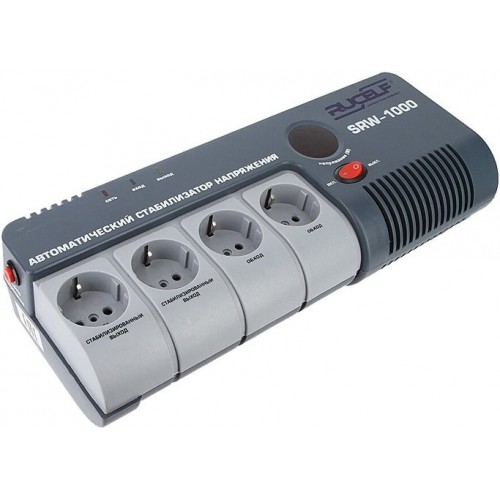 Стабилизатор RUCELF SRW-1000-D 1000ВА, диапазон 140-270,однофазный,управление релейное, дисплей,точность 220+-6%, КПД 98%.